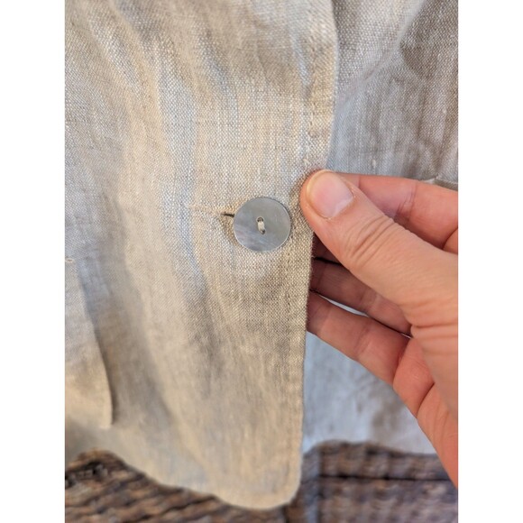 Karen Kane 100% Linen One Button Blazer Jacket Women Large Ruffles 3/4 Sleeves - Picture 3 of 8